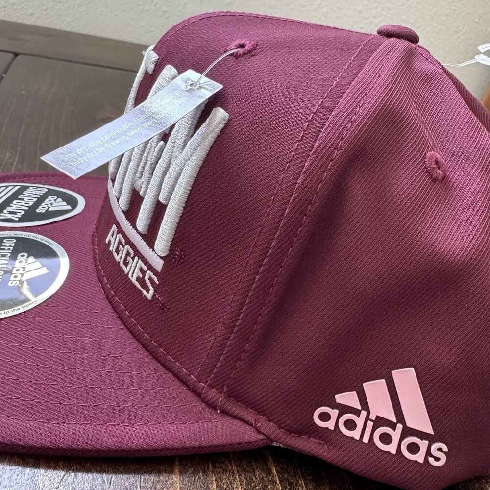 Texas A&M Aggies Hat Adidas‎ Climalite Trucker Snapback Pink Adidas Logo NWT - Picture 4 of 12